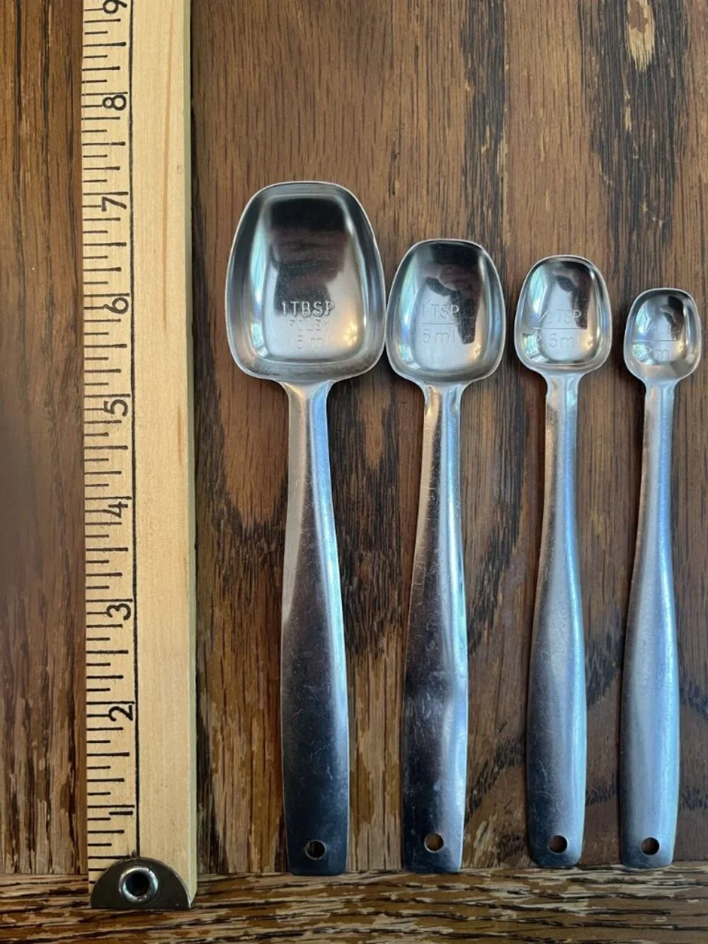 Vintage Set of Foley Measuring Spoons Long-Handled Stainless Steel
